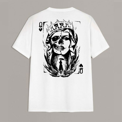 Poker Q Gloomy Queen Vintage Style White Print T-shirt Image - 5