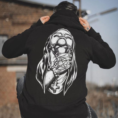 Chokehold Nun Bad Religion Dark Style Black Print Hoodie Image - 1