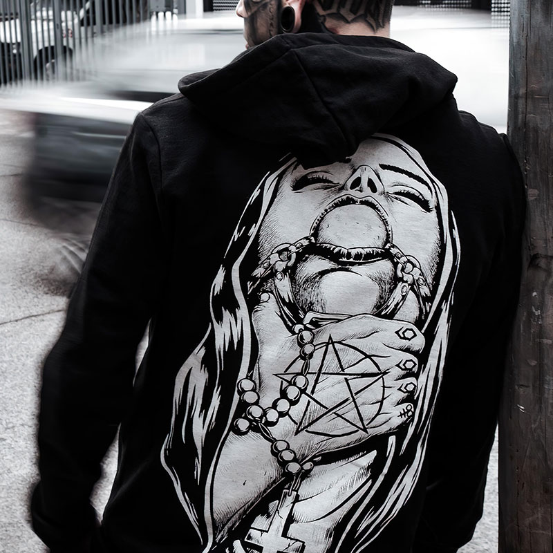 Chokehold Nun Bad Religion Dark Style Black Print Hoodie Image - 3