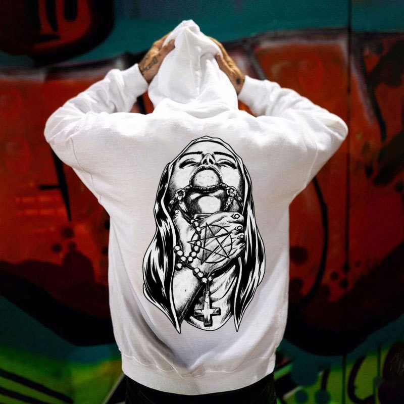 Chokehold Nun Bad Religion Dark Style Black Print Hoodie Image - 4