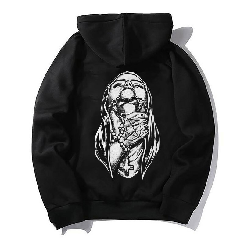 Chokehold Nun Bad Religion Dark Style Black Print Hoodie Image - 6
