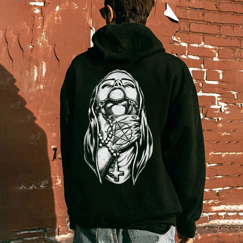 Chokehold Nun Bad Religion Dark Style Black Print Hoodie Image - 7