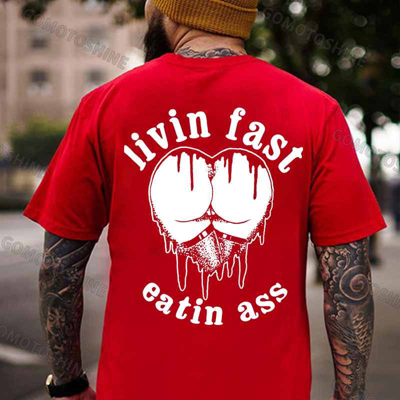 LIVING FAST EATING ASS Heart Sexy Black Print T-shirt