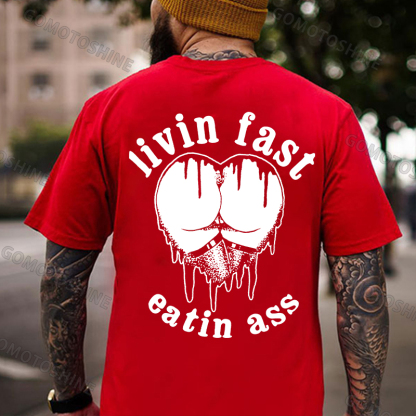 LIVING FAST EATING ASS Heart Sexy Black Print T-shirt