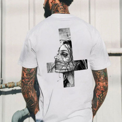 Hopeless Lady Was Crucified Dark Style Print T-shirt Image - 7