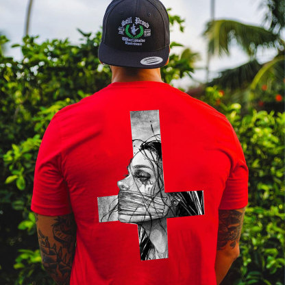 Hopeless Lady Was Crucified Dark Style Print T-shirt Image - 13