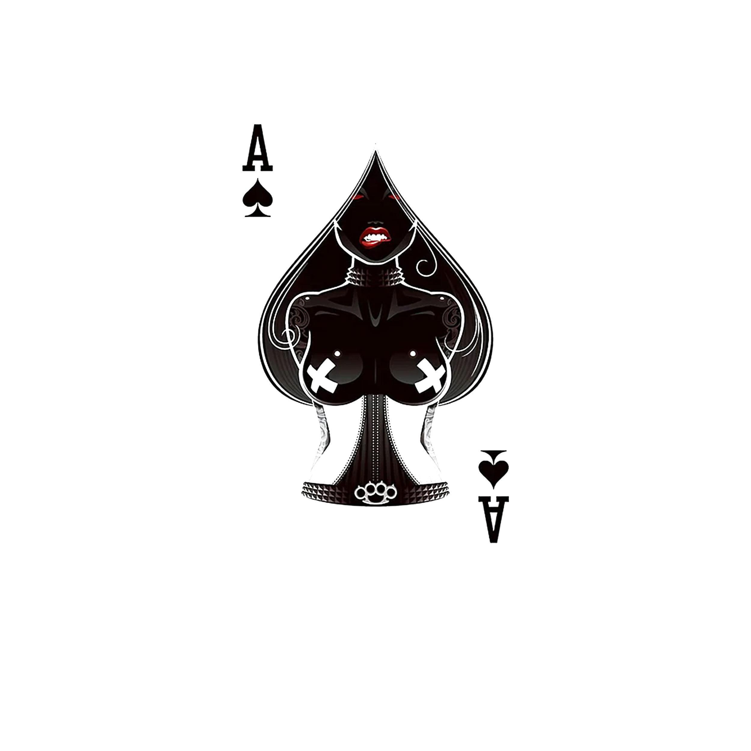 Poker A The Queen of Spades Sexy Nun White Print T-shirt Image - 5
