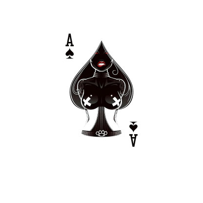 Poker A The Queen of Spades Sexy Nun White Print T-shirt Image - 5