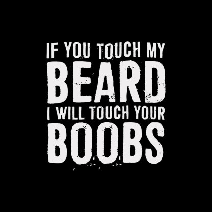 IF YOU TOUCH MY BEARD I WILL TOUCH YOUR BOOBS Black Print T-Shirt Image - 5