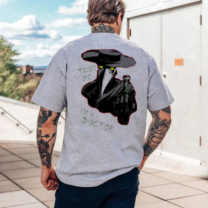 TRUST ME I'M A DOCTOR Crow Vintage Black Print T-Shirt