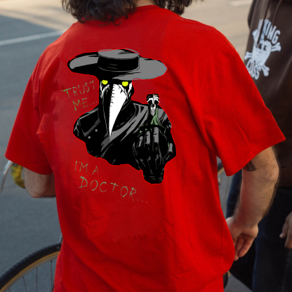 TRUST ME I'M A DOCTOR Crow Vintage Black Print T-Shirt