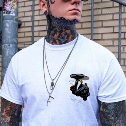 TRUST ME I'M A DOCTOR Crow Vintage Black Print T-Shirt