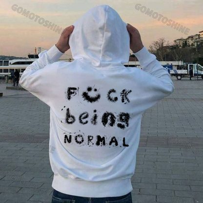 FUCK BEING NORMAL Starry Letter Black Print Hoodie