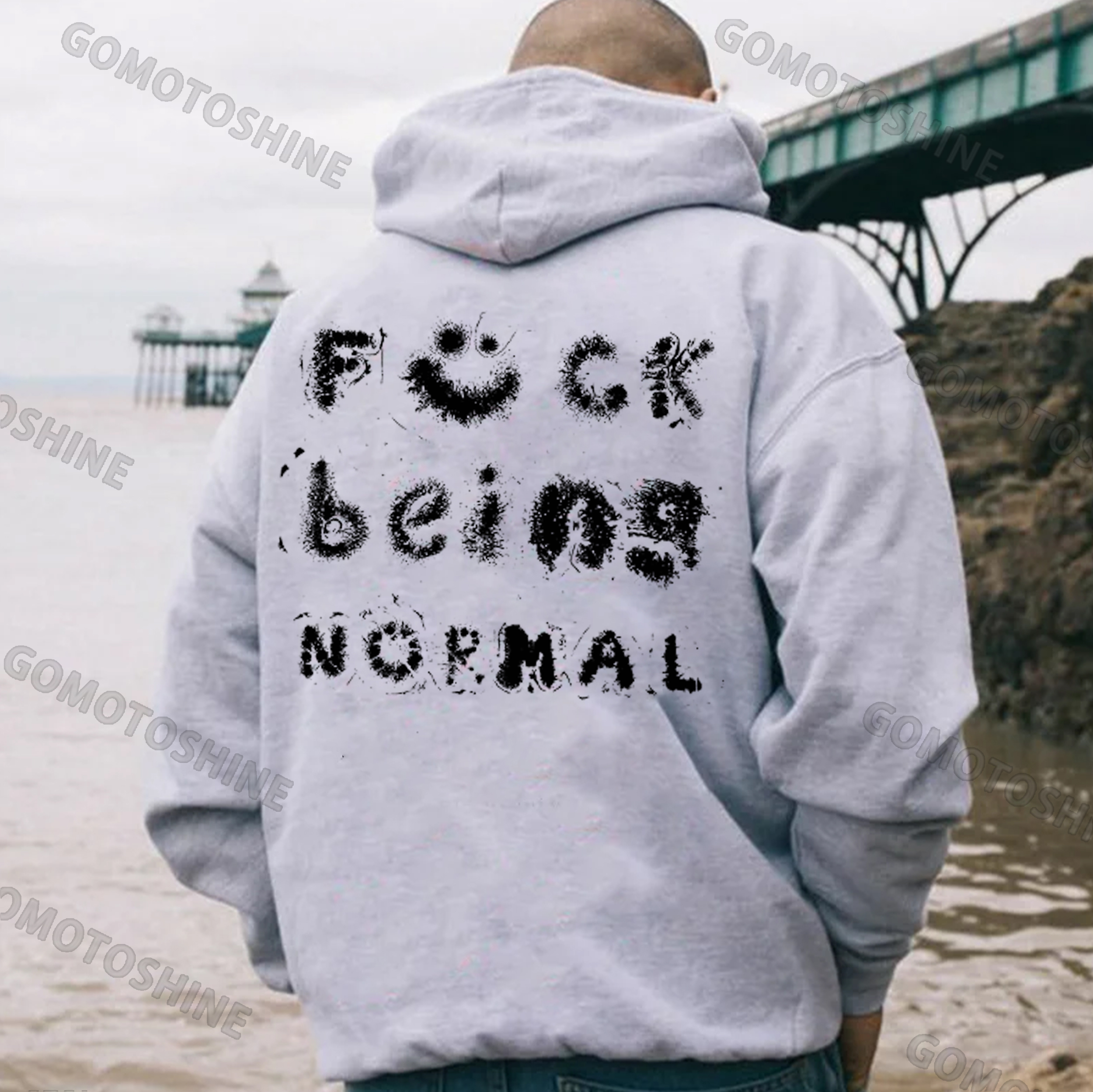 FUCK BEING NORMAL Starry Letter Black Print Hoodie