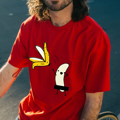 A Peeled Banana Sexy Cartoon White Print T-Shirt