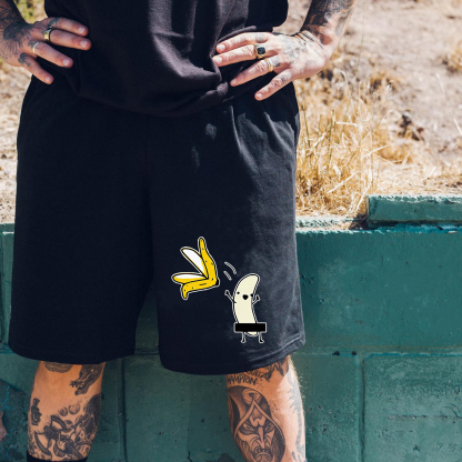 Naked Banana Black Print Shorts