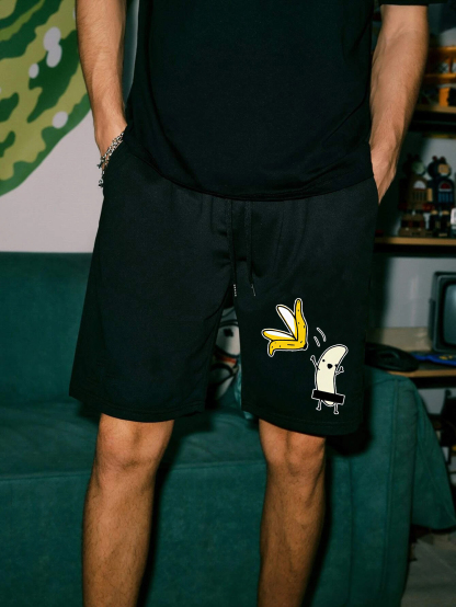 Naked Banana Black Print Shorts