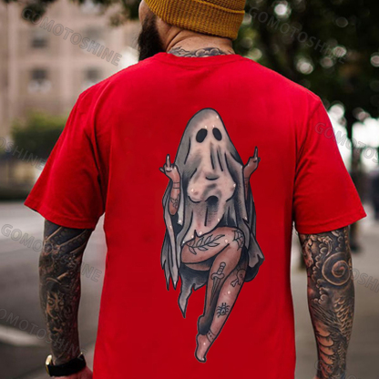 Naughty Sexy Lady Ghost with Tattoo Black Print T-shirt