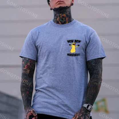 Yellow Duck Carries Pistol Letter Graphic Black Print T-shirt