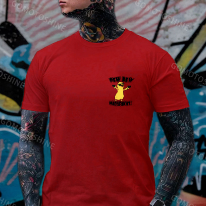 Yellow Duck Carries Pistol Letter Graphic Black Print T-shirt