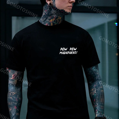 PEW PEW MADAFAKAS Duck Black Print T-shirt