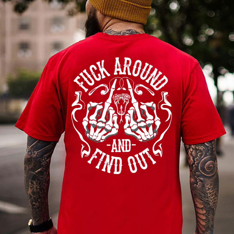 FUCK AROUND AND FIND OUT Bones Black Print T-shirt