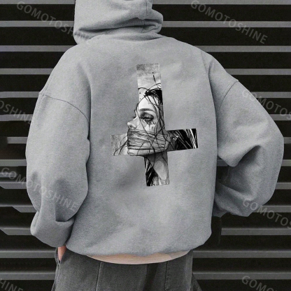 Hopeless Lady Was Crucified Dark Style Print Men's Hoodie
