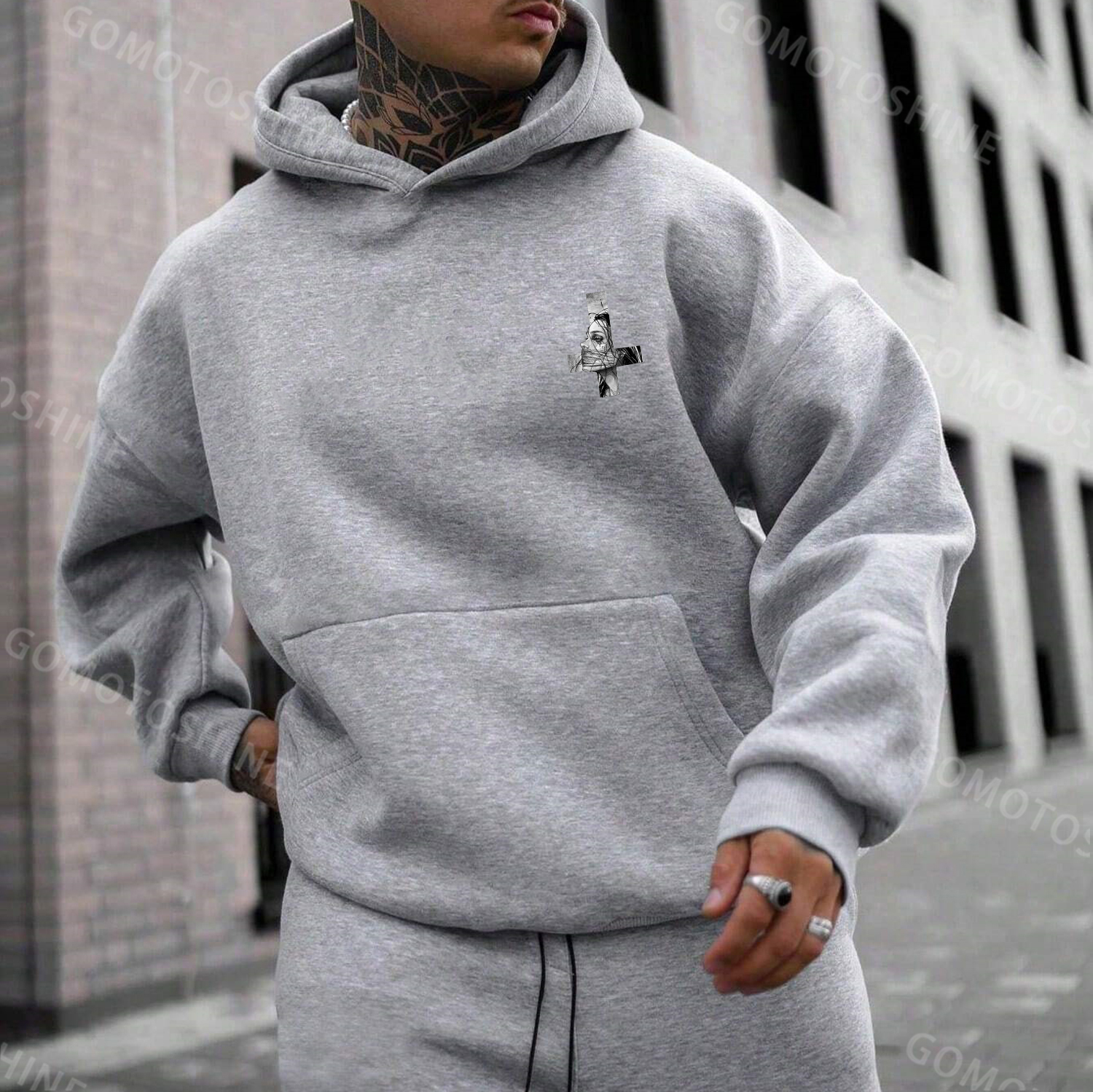 Hopeless Lady Was Crucified Dark Style Print Men's Hoodie