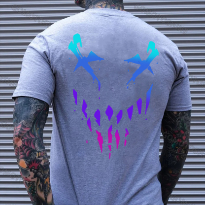 Fluorescent Evil Emoji Graphic Black Print T-shirt