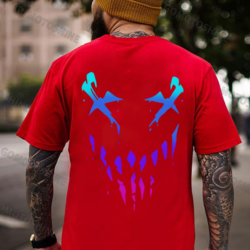 Fluorescent Evil Emoji Graphic Black Print T-shirt