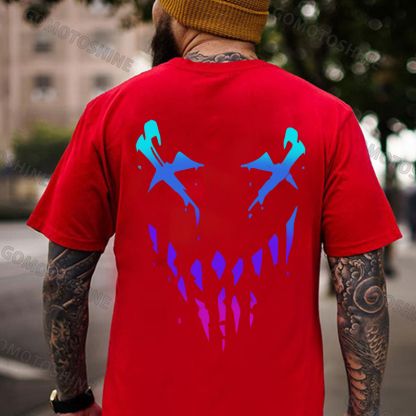 Fluorescent Evil Emoji Graphic Black Print T-shirt