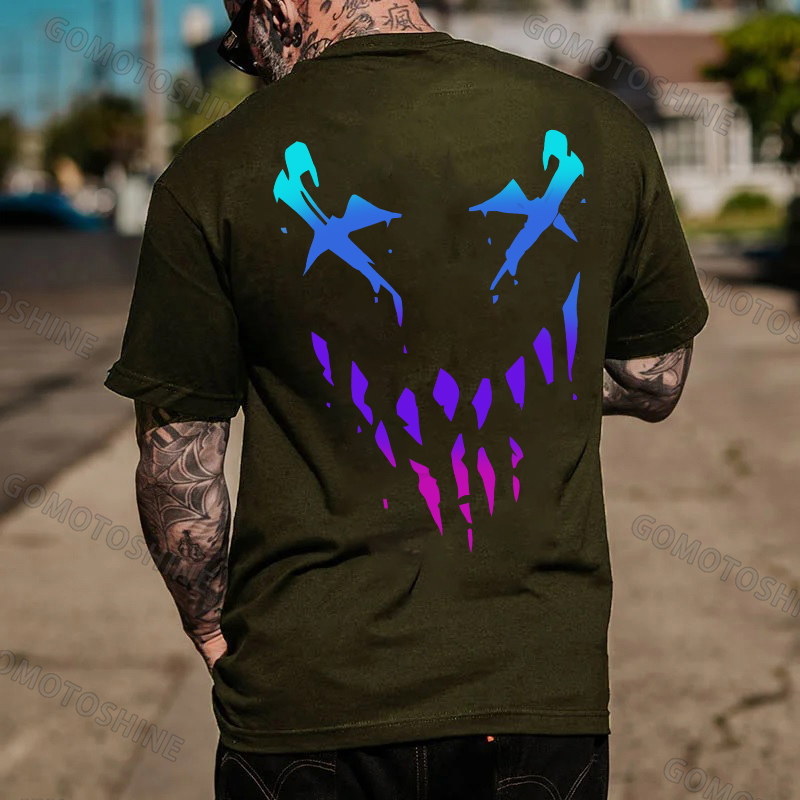 Fluorescent Evil Emoji Graphic Black Print T-shirt