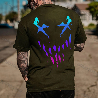 Fluorescent Evil Emoji Graphic Black Print T-shirt