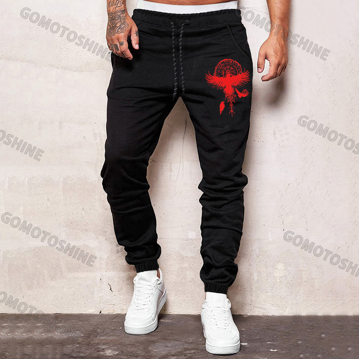 Flying Pigeon with Clock Peace and Love Men's Print Sweatpants