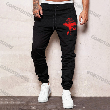 Flying Pigeon with Clock Peace and Love Men's Print Sweatpants