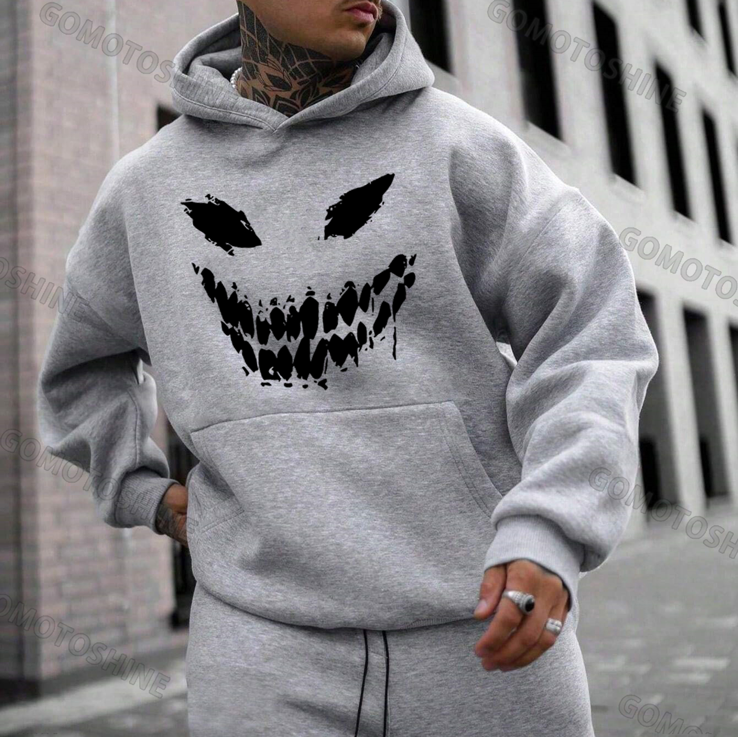 Evil Emoji Modern Style Black Print Hoodie