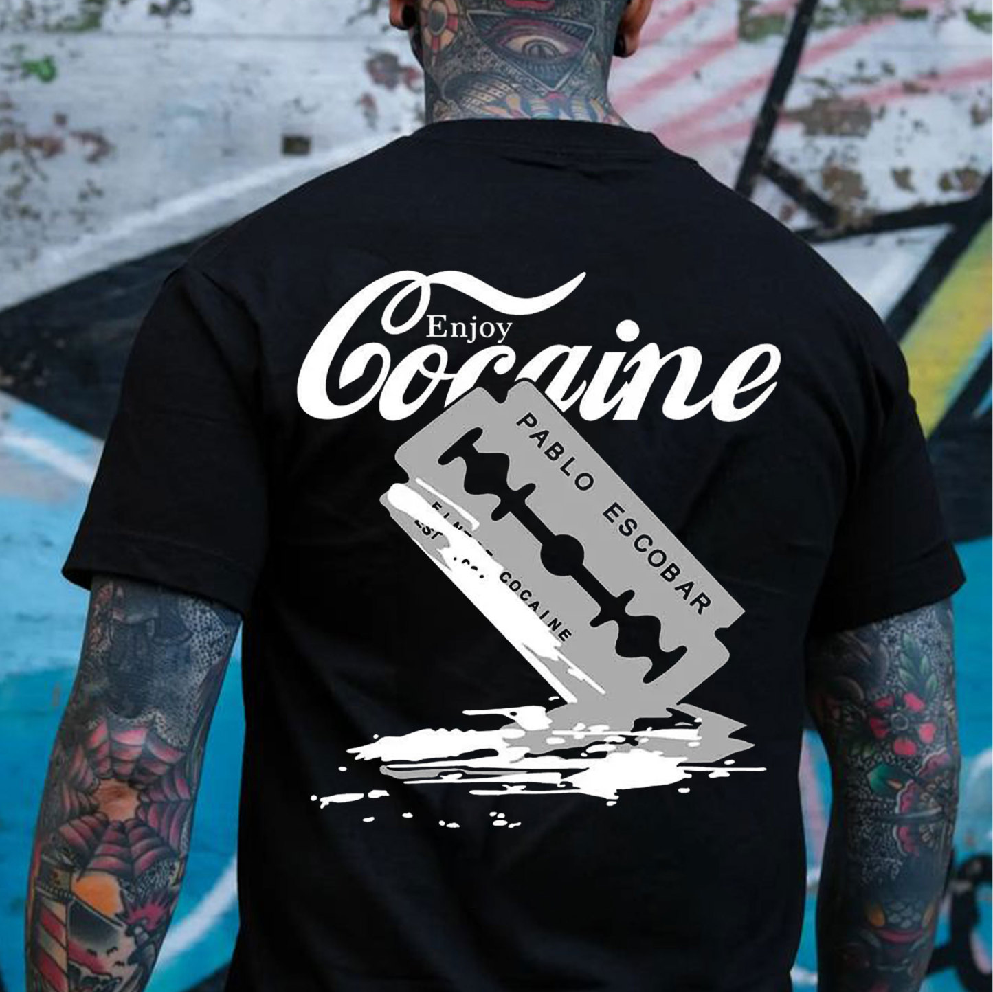 ENJOY PABLO ESCOBAR Black Print T-shirt Image - 1