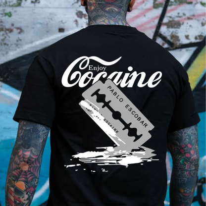 ENJOY PABLO ESCOBAR Black Print T-shirt Image - 1