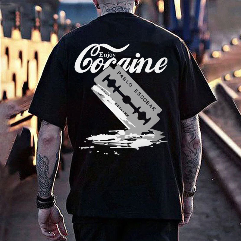 ENJOY PABLO ESCOBAR Black Print T-shirt Image - 7