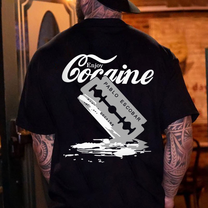 ENJOY PABLO ESCOBAR Black Print T-shirt Image - 9