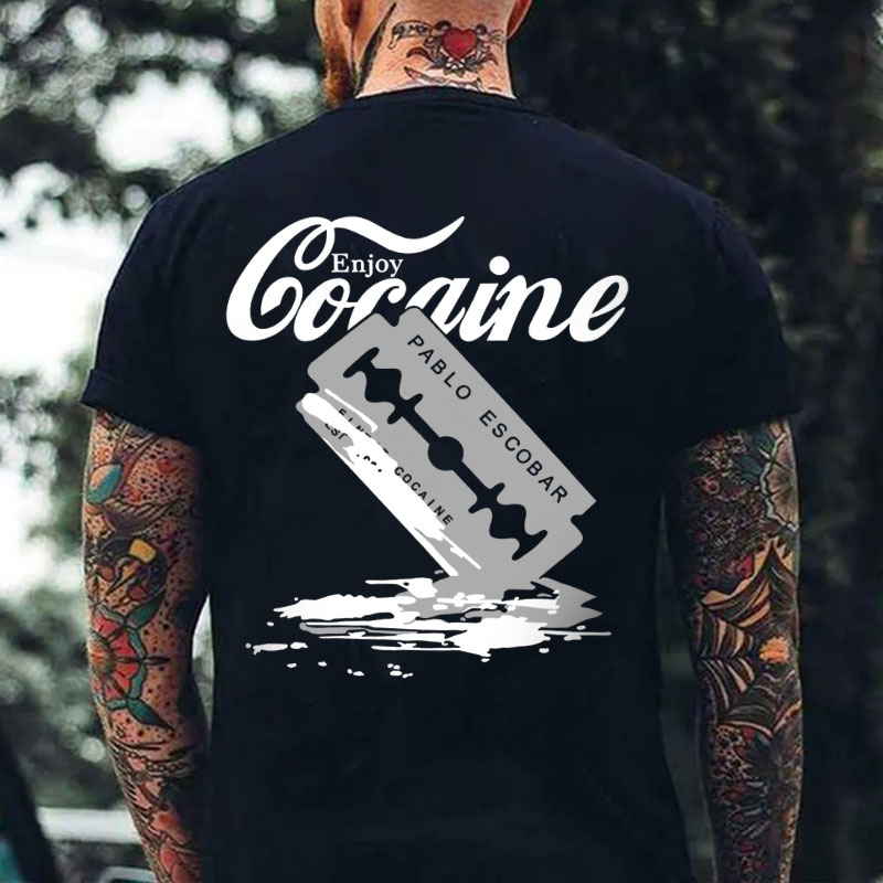 ENJOY PABLO ESCOBAR Black Print T-shirt Image - 10