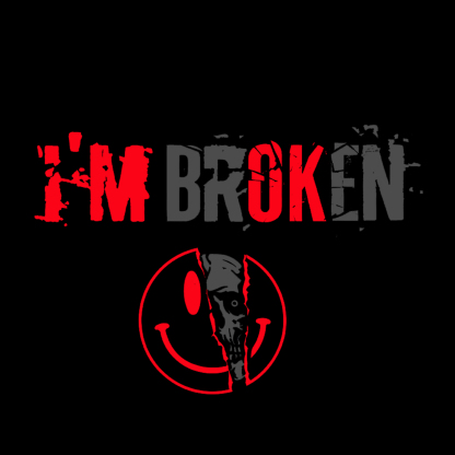 I’M BROKEN Smiling Face Graphic Casual Black Print Hoodie Image - 6
