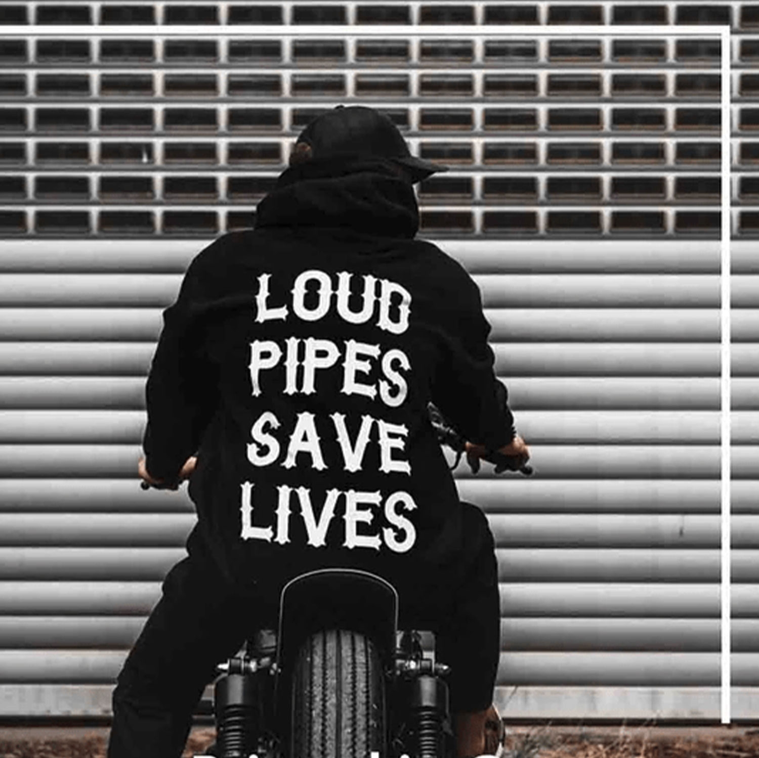 LOUD PIPES SAVE LIVES Letter Monogram Black Print Men's Hoodie Image - 3