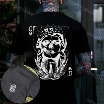 Poker Q Gloomy Queen Vintage Style Men's Pocket T-Shirt
