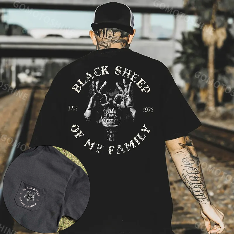 BLACK SHEEP OF MY FAMILY Skull Men's Pocket T-Shirt