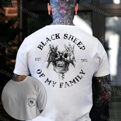 BLACK SHEEP OF MY FAMILY Skull Men's Pocket T-Shirt