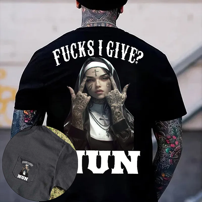 F*CKS I GIVE NUN Defiant Nun Men's Pocket T-Shirt
