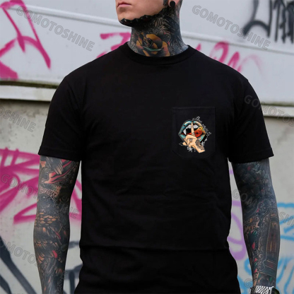Keep Silence Gothic Style Lips Men's Pocket T-Shirt