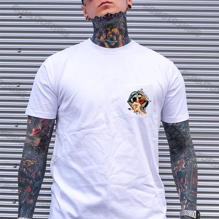 Keep Silence Gothic Style Lips Men's Pocket T-Shirt