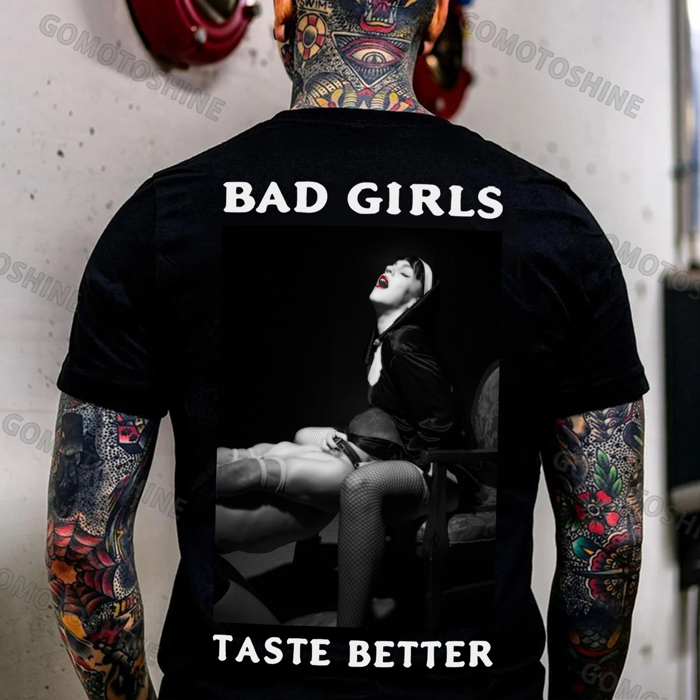 BAD GIRLS TASTE BETTER The Man Suck Nun Print Men's T-shirt Image - 1